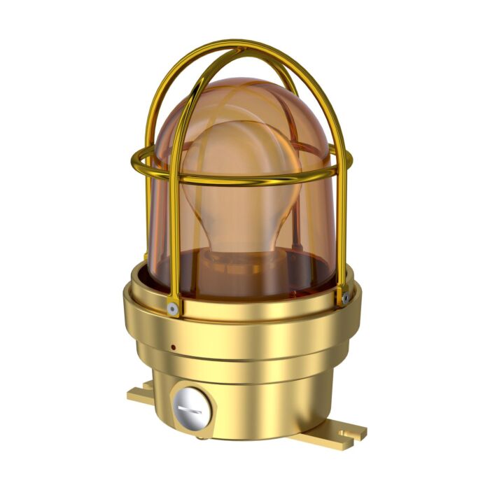 TEF 2438n Luminaire: Yellow Amber Globe, E27, 230VAC, IP56, Brass/Polyc